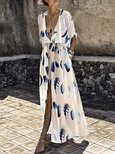 Printed deep V fashion maxi dresses